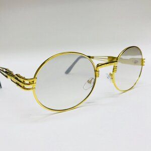 Oval Clear Lens Men Sunglasses Gold Frame Hip Hop Style Street Wear Retro Lentes